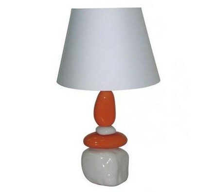 Stolná lampa Orange Stones, biela + oranžová, 61 cm