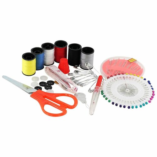 Komplet šivalnih potrebščin v kovinski škatlici,15 x 5 x 12 cm