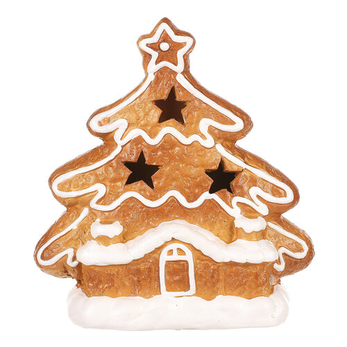 Новорічна прикраса Пряникова ялинка з LED підсвічуванням, кераміка, 13 см