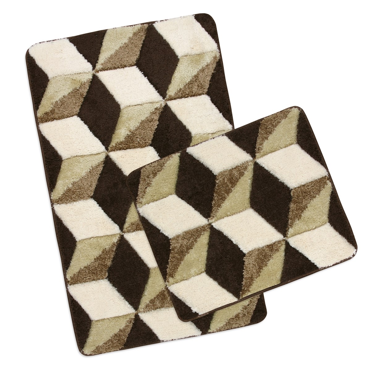 Bellatex Sada koupelnových předložek Ultra Hnědá krychle,60 x 100 cm, 60 x 50 cm