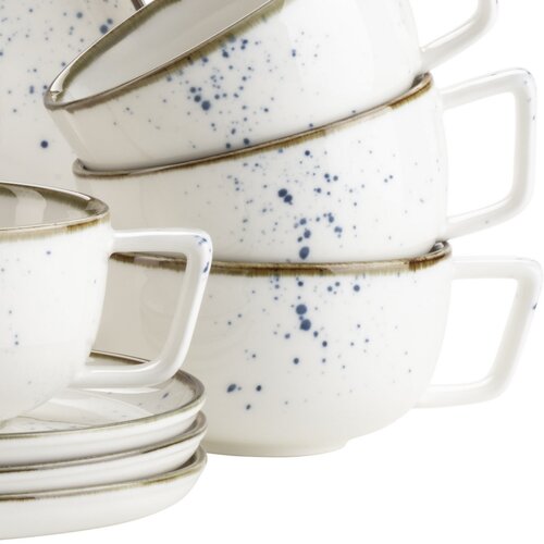 Mäser 8-teiliges Kaffeetassenset Pintar White Blau gepunktet