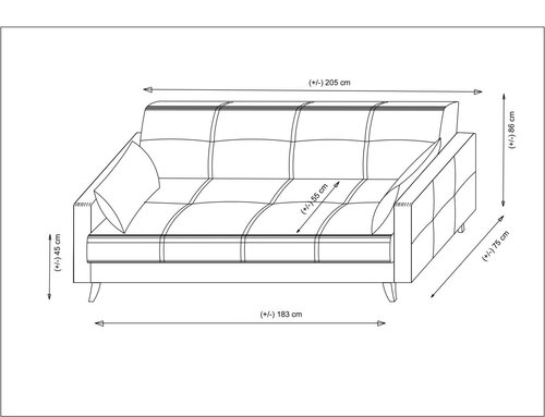 Sofa rozkładana Polya 3 ciemnoszara