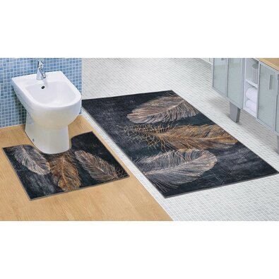 Bellatex Komplet dywaników łazienkowych Piórko 3D, 60 x 100 cm, 60 x 50 cm