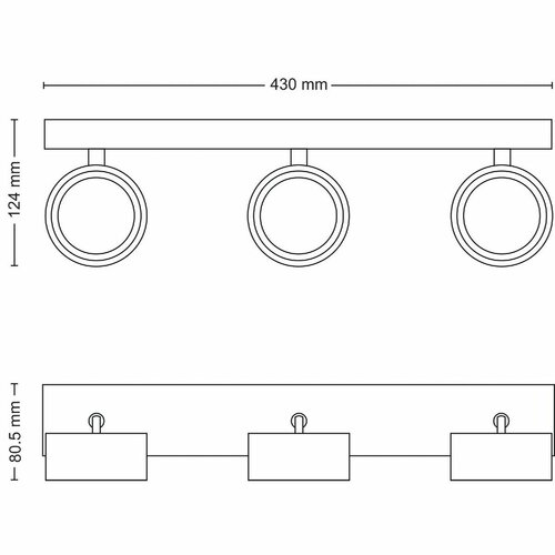 Philips 8720169174863 bodové LED svietidlo Bracia, čierna, 3x 5,5 W 3x550lm 2700K IP20