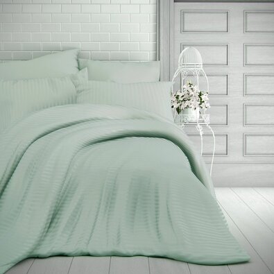 Kvalitex Satin-Bettwäsche Stripe olivgrün, 240 x 200 cm, 2x 70 x 90 cm