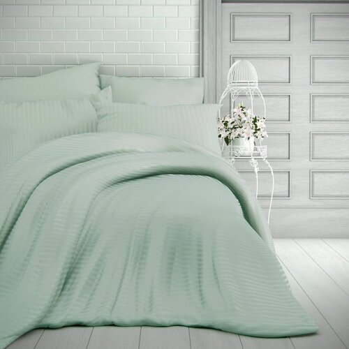 Kvalitex Satenasto posteljnina Stripe olivna, 240 x 200 cm, 2x 70 x 90 cm