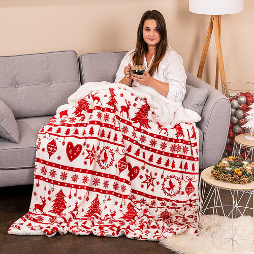 Pătură de Crăciun imitație de blăniță 4Home White Christmas, 150 x 200 cm