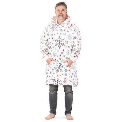 Hanorac cu glugă din microplușși imitație blăniță 4Home Snowflakes, mărimea L