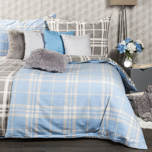 4Home Flanell-Bettwäsche Blauer Würfel, 140 x 220 cm, 70 x 90 cm