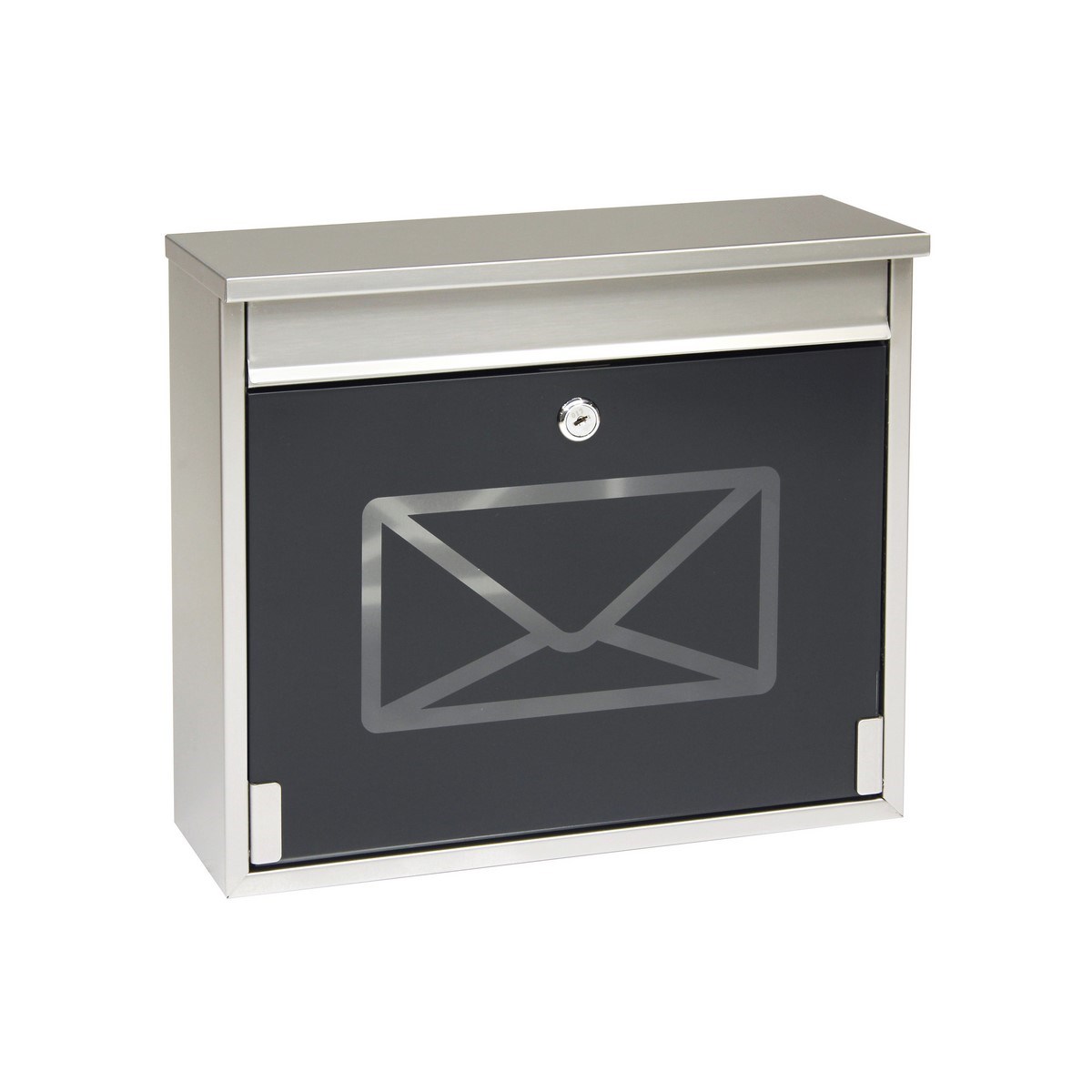 Richter Poštová nerezová schránka s tvrdeným sklom, čierna