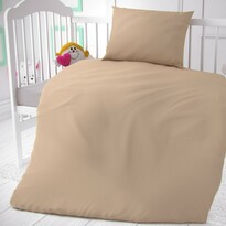 Бавовняна постільна білизна для ліжечка бежевий, 90 x 135 см, 45 x 60 см