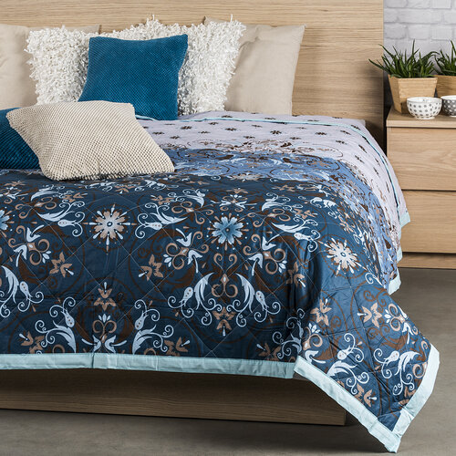 Přehoz na postel Alberica modrá, 240 x 220 cm