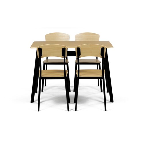 Set de masă Industrial cu 4 scaune, 110 x 70 x 76cm, maro