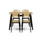 Set de masă Industrial cu 4 scaune, 110 x 70 x 76cm, maro
