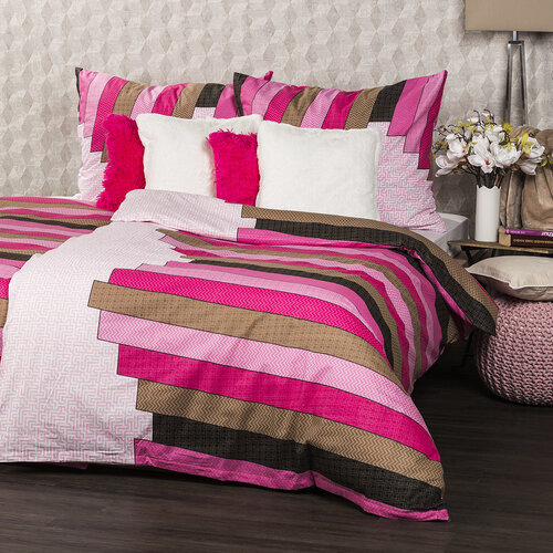 Pościel bawełniana Stripe Pink, 140 x 200 cm, 70 x 90 cm