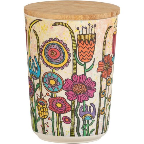 Wenko Dose aus Biokunststoff mit Bambusdeckel Rollin'Art Flowers 700 ml