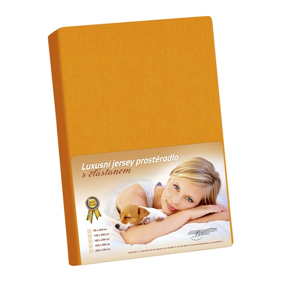 Bellatex Jersey prestieradlo s elastanom oranžová, 160 x 200 cm