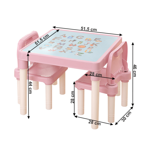 Zestaw dla dzieci stolik i krzesełka Balto 3 szt., różowy