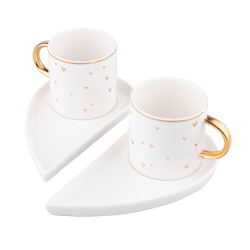 Set 2 cești cu farfurioare Altom Heart, 120 ml
