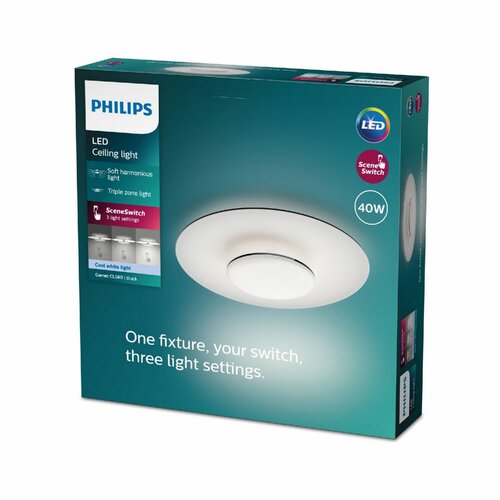 Philips 8720169195318 sufitowa oprawa LED Garnet,czarna, 1x 40 W 4400 lm 4000 K IP20