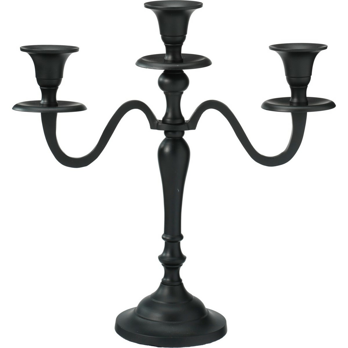 Kovový svietnik 3-ramenný 29x10x30 cm, farba čierna, dekor 1