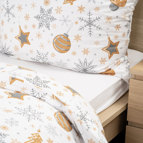 Lenjerie de pat din flanel 4Home Golden XmasNight, 220 x 200 cm, 2 buc 70 x 90 cm