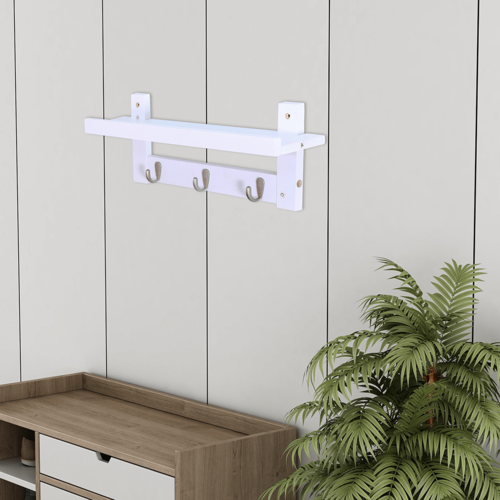 Wandregal Joda 2, Bambus, weiß, 48,5 x 8 x 12 cm