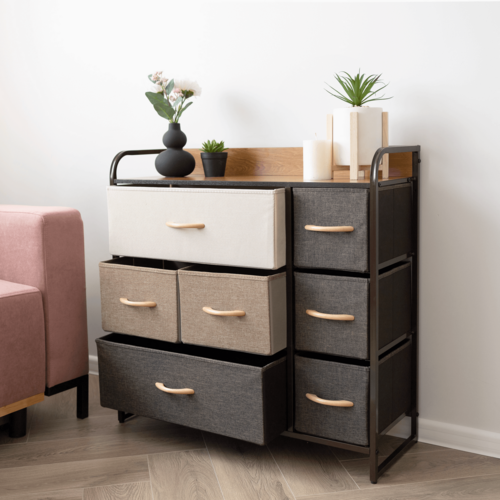 HAZEL TYP 3 szekrény szövet fiókokkal, barna