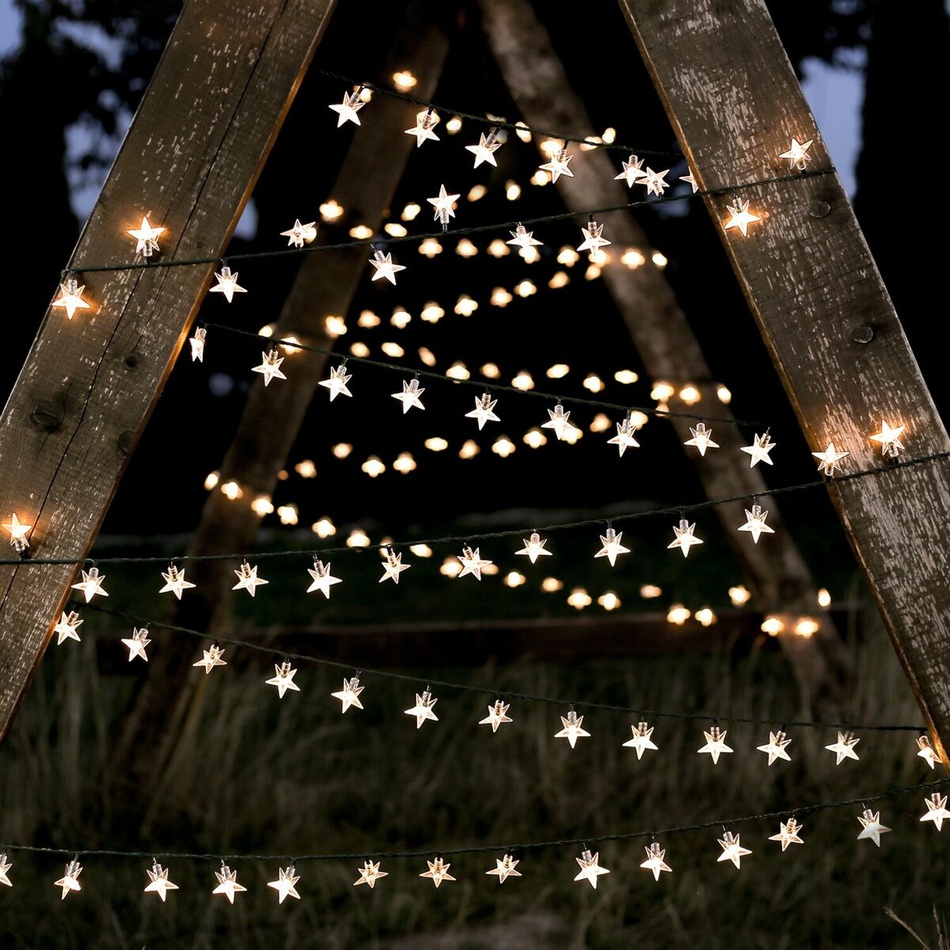 Fotografie DecoKing Světelný vánoční řetěz Hvězdičky teplá bílá, 100 LED