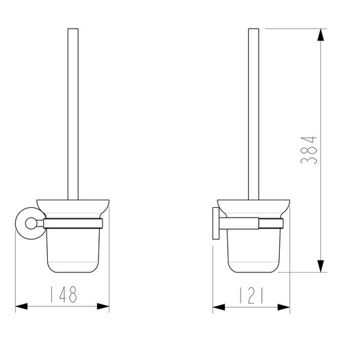 SAPHO XR323 X-Round Szczotka ścienna WC, szkło  mleczne, mosiądz