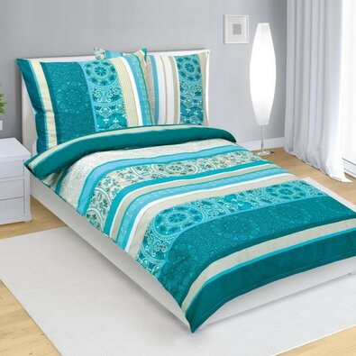 Bellatex Lenjerie de pat din bumbac Ornamentturcoaz, 140 x 200 cm, 70 x 90 cm