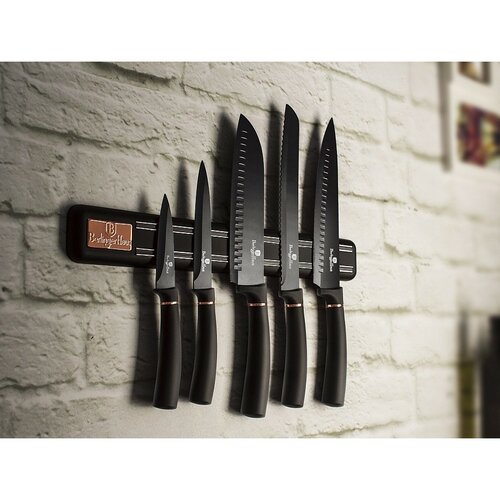 Berlinger Haus 6dílná sada nožů s magnetickou lištou, Black Rose Collection