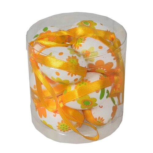 Zestaw wielkanocnych jajek wzór żółty kwiat,wysokość 4 cm,  12 sztuk w opakowaniu