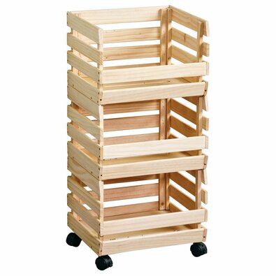 Kesper 69581 Kerekes zöldség- és gyümölcstartó,fenyőfa, 80 x 37 x 30 cm