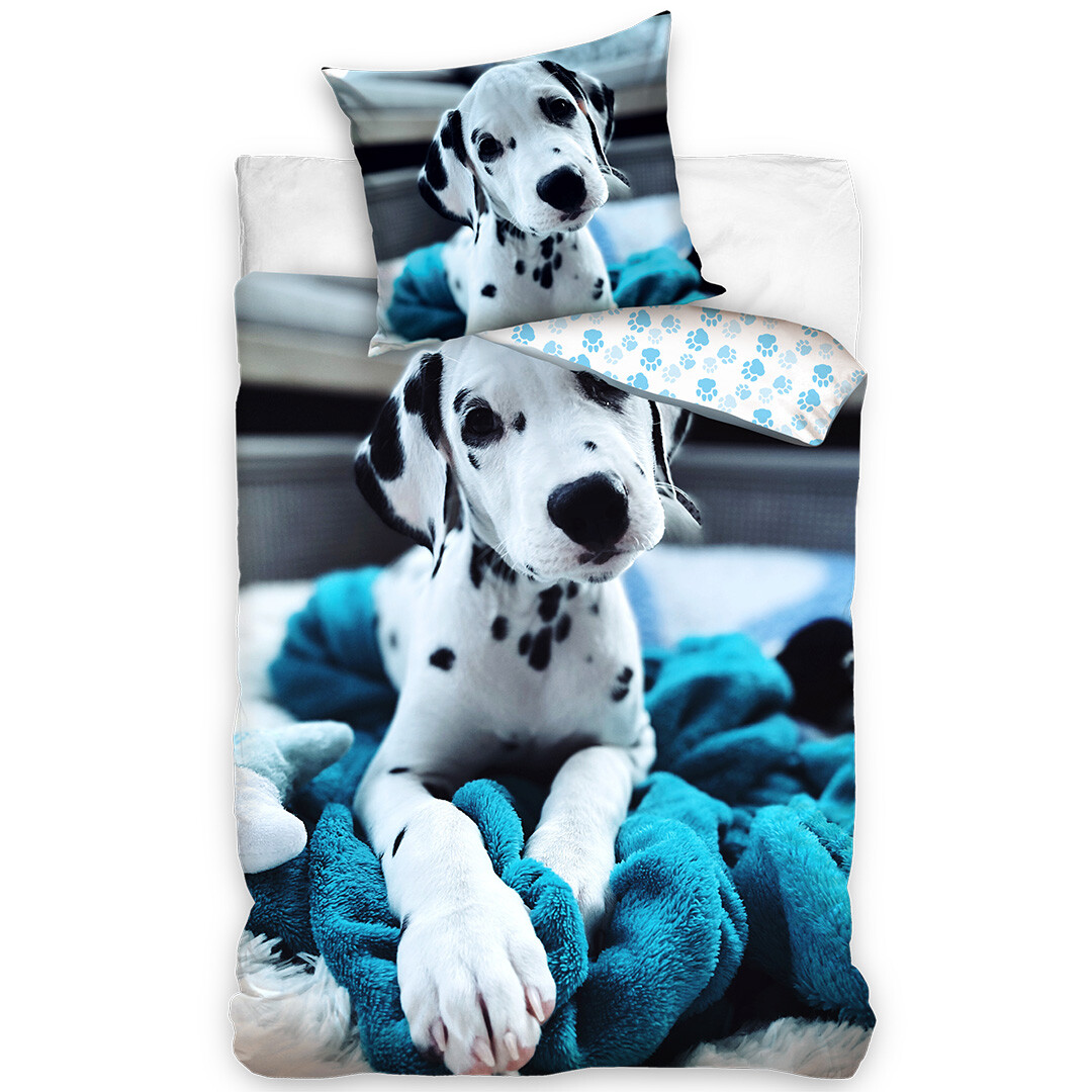 Tiptrade Bavlněné povlečení Pes Dalmatin, 140 x 200 cm, 70 x 90 cm