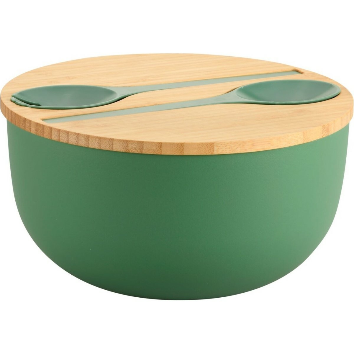 Kesper 58471 Salátová mísa s příborem a bambusovým víkem 24 cm, zelená