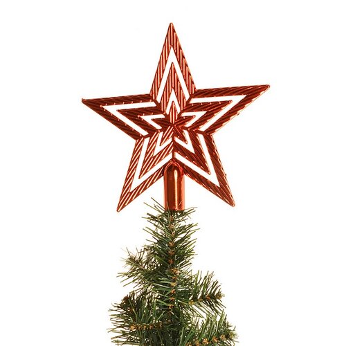 Vianočná špička na stromček hviezda lesk, v. 20 cm, červená