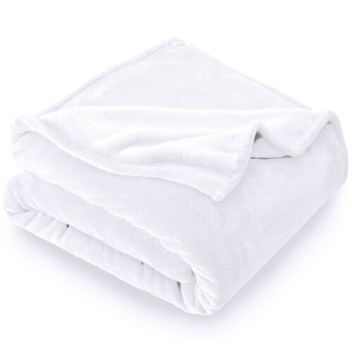 Mikroplyš odeja, bela, 150 x 200 cm