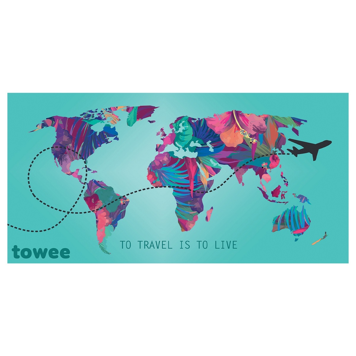 Towee TRAVEL THE WORLD gyorsan száradó törölköző, 80 x 160 cm akciós termékkép 1