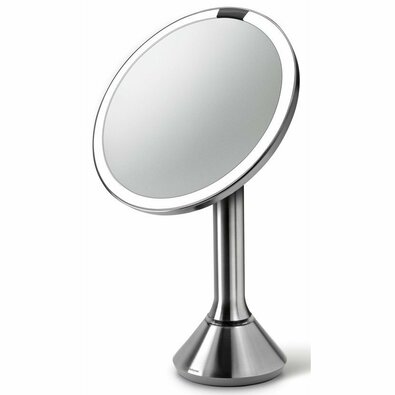 Oglindă cosmetică LED Simplehuman Sensor TouchDUAL, mărire 5x, argintiu mat