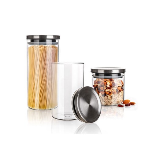 Banquet Set of glass jars with lids Freia, 3 pcs