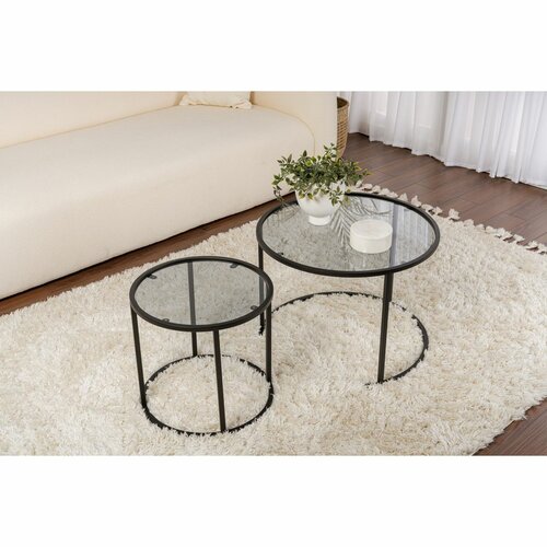 Couchtisch-Set Aurum Black and Grey 60 cm, 2 Stück