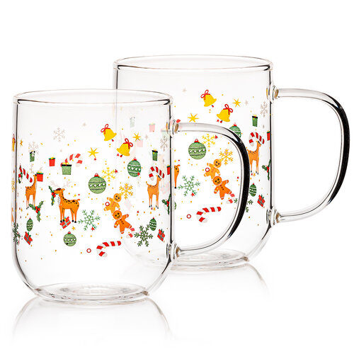 4Home Stekleni vrč Hot&Cool Christmas time 350 ml, 2 kos