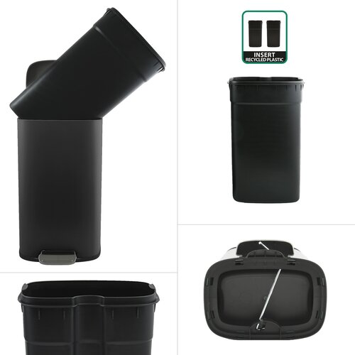 Coș de gunoi cu pedală soft-close Spirella Akira 30 l, negru mat