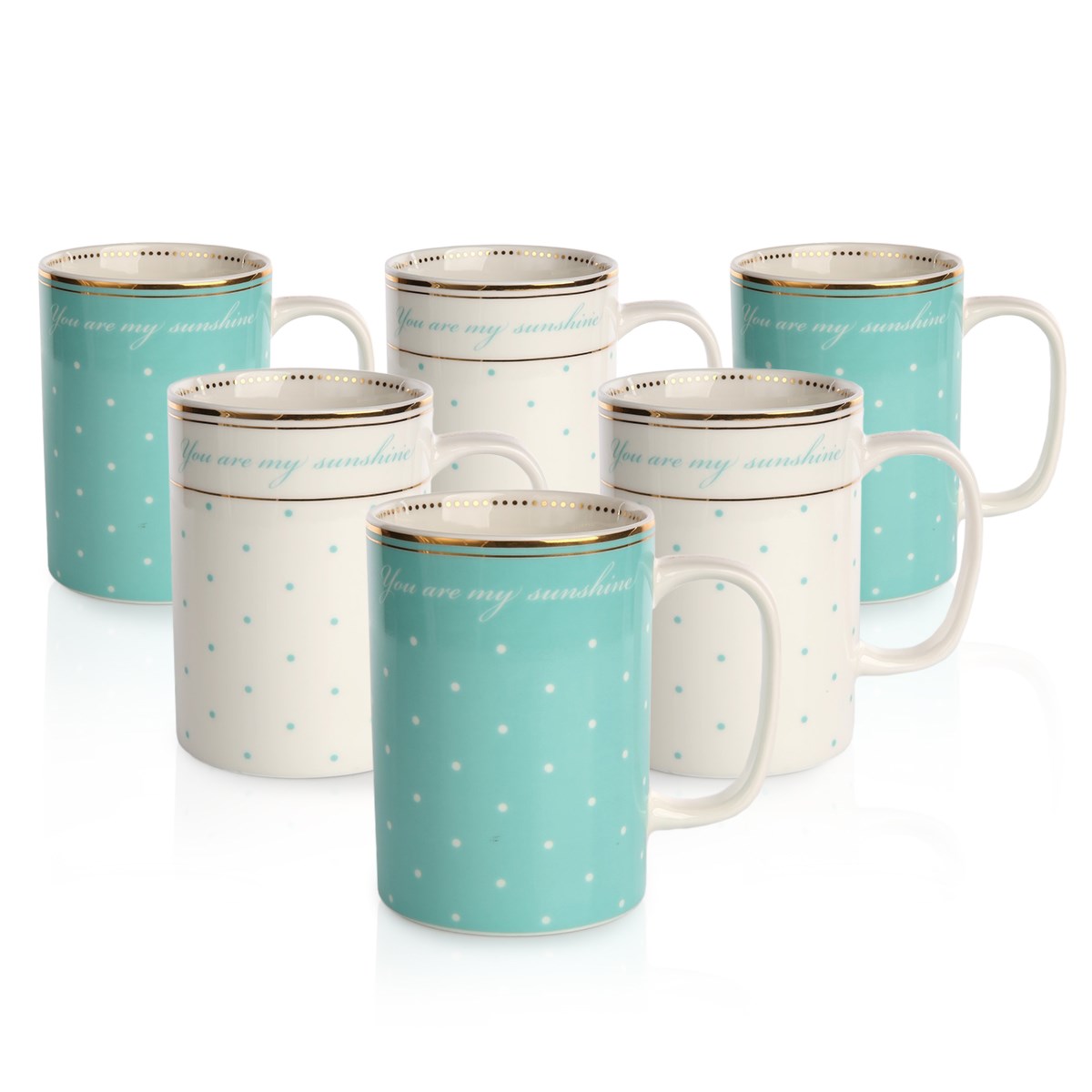 Sada porcelánových hrnčekov Sunshine 350 ml, 6 ks