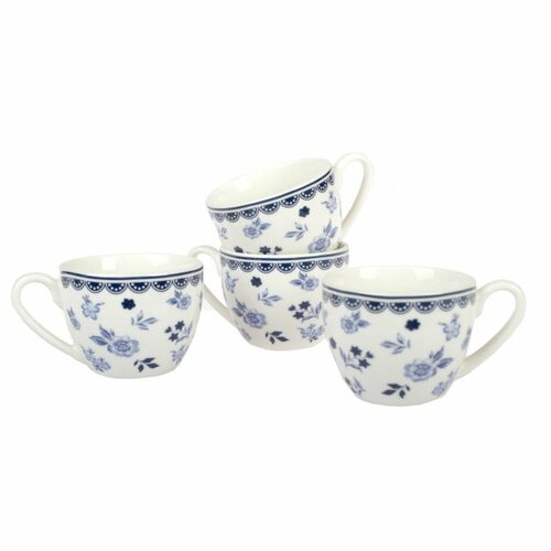 4-dielna sada porcelánových šálok Floral, 90 ml