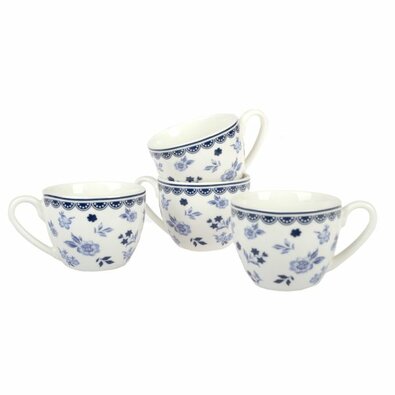 4-delni set porcelánových šálků Floral, 90 ml