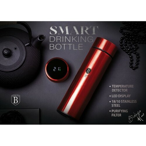 Berlinger Haus Termoska SMART chytrá láhev Burgundy Metallic Line, 450 ml