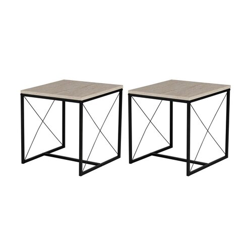 Zestaw stolików konferencyjnych Defne Black and Travertine, 3 szt.