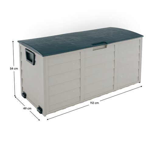 Zahradní úložný box, šedá/zelená, KORTEZ